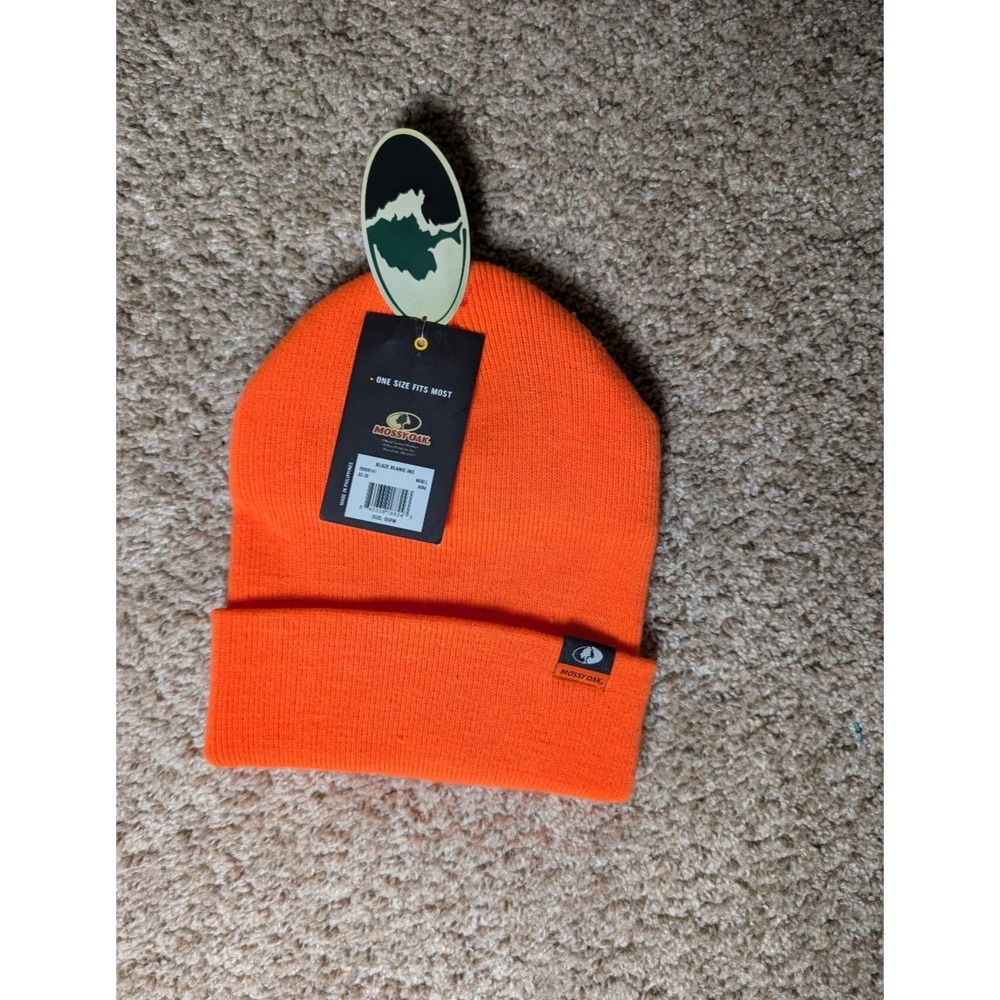 Mossy Oak Neon Orange Beanie One Size Fits Most Hunting Fishing Outdoors